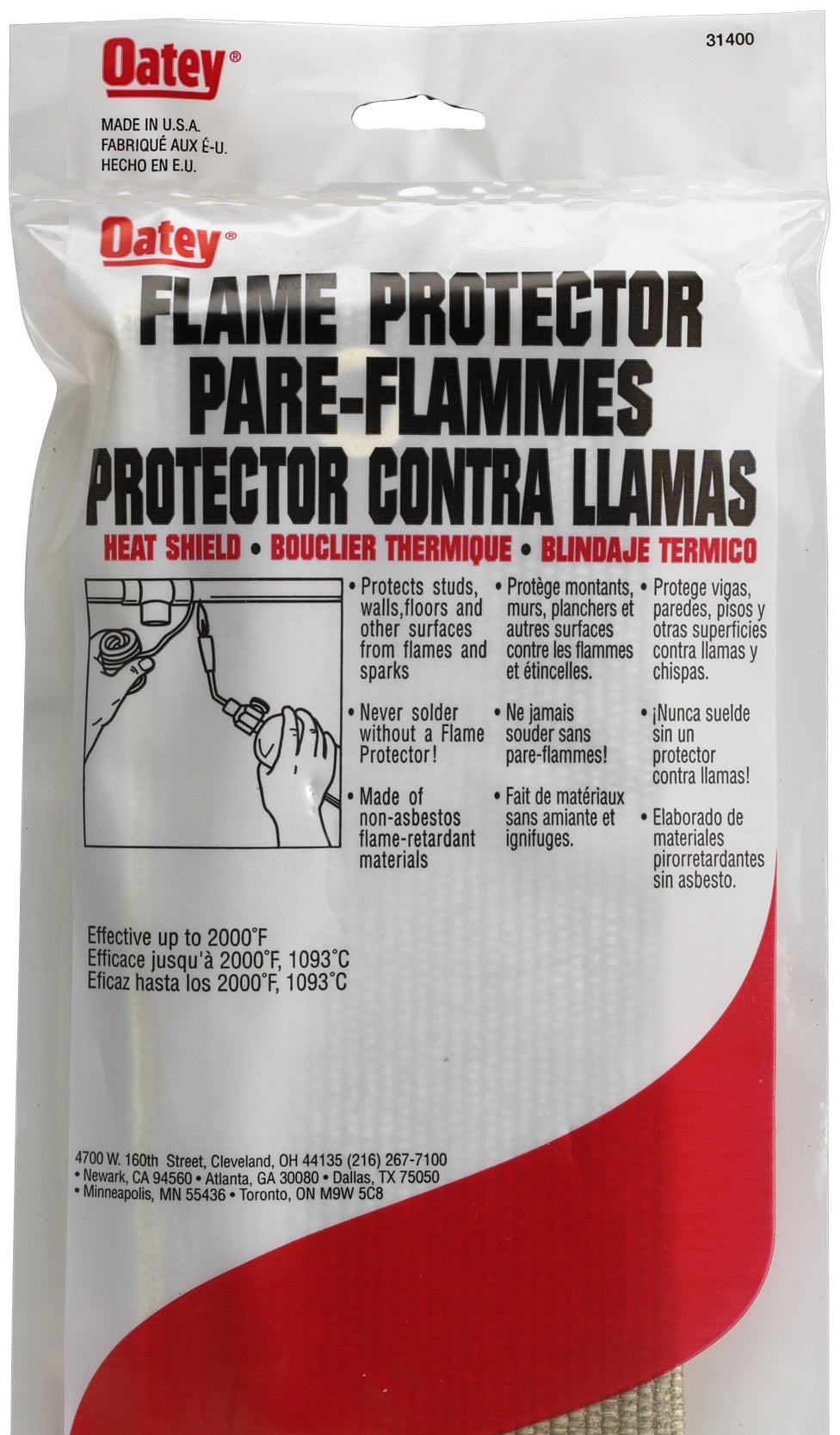 Oatey 31400 Flame Protector. 9 x 12
