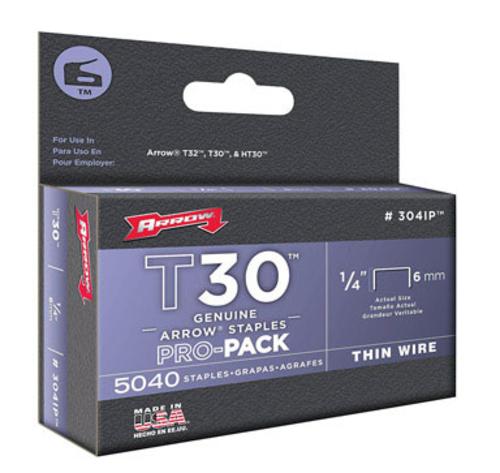 Arrow Fastener 304IP Heavy Duty Thin Wire T30 Staples. 1/4. 5040 pk