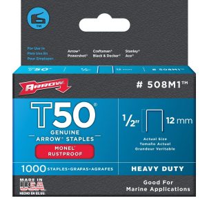 Arrow Fastener 508M1 Monel Rustproof Staples. 1/2