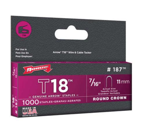 Arrow Fastener 187 T18 Heavy Duty Staples. 7/16