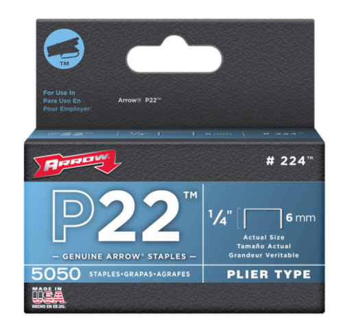 Arrow Fastener 224 P22 Staples. 1/4