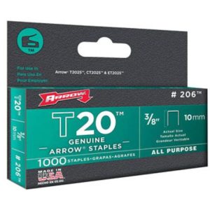 Arrow Fastener 206 T20 Staples. 3/8