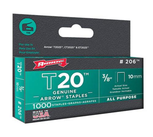 Arrow Fastener 206 T20 Staples. 3/8