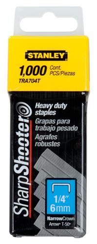 Stanley TRA204T Light Duty Narrow Crown Staples. 1/4. 1000/Pack
