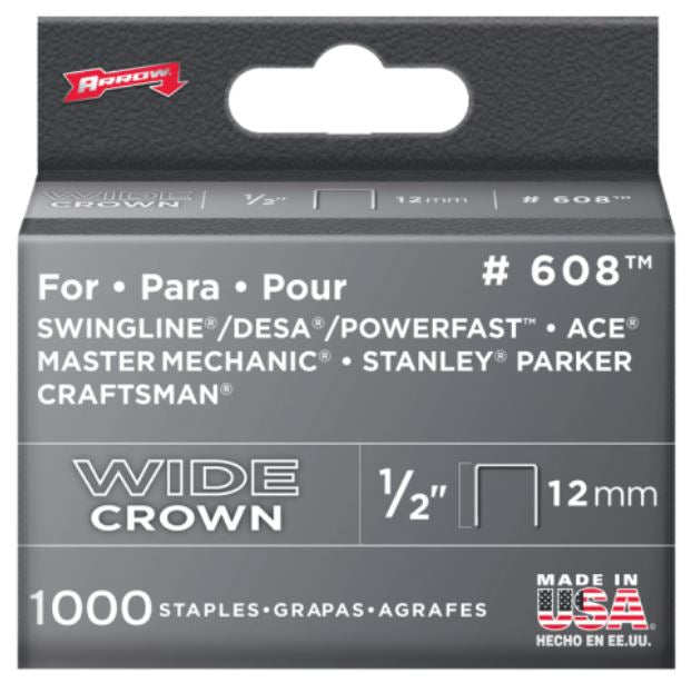 Arrow Fastener 60830 Heavy Duty Wide Crown Staples. 1/2