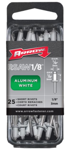 Arrow Fastener RSAW1/8 Short White Aluminum Rivet. 1/8 - Image 2