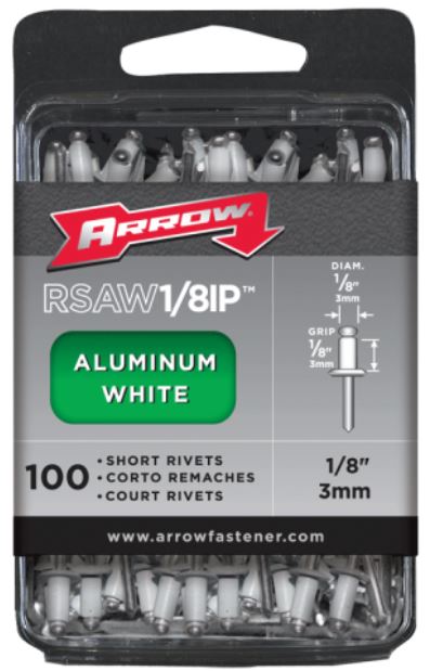 Arrow Fastener RSAW1/8IP Short White Aluminum Rivet. 1/8 - Image 2
