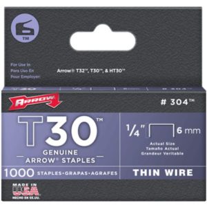 Arrow Fastener 304 T30 Staples. 1/4