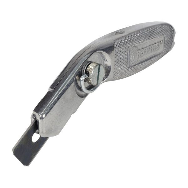 Roberts 10-215 Razor Blade Knife. 1-3/4 in W Blade. Carbon Steel Blade. Checkered Handle. Aluminum Handle