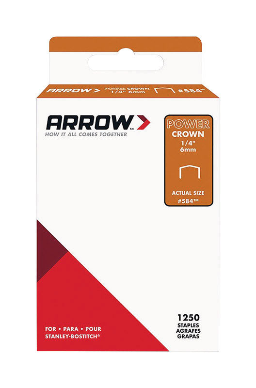Arrow Fastener 584SP Flat Crown Standard Staples. Galvanized Steel. Grey. 1/4 x 3/8