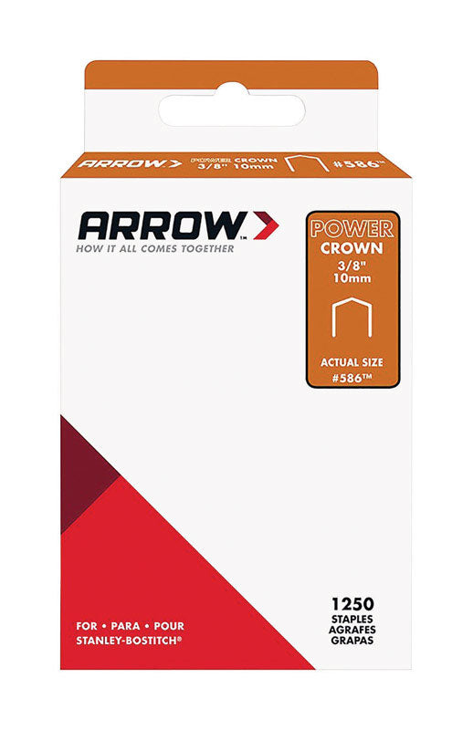 Arrow Fastener 586SP Flat Crown Standard Staples. Galvanized Steel. Grey. 3/8 x 3/8