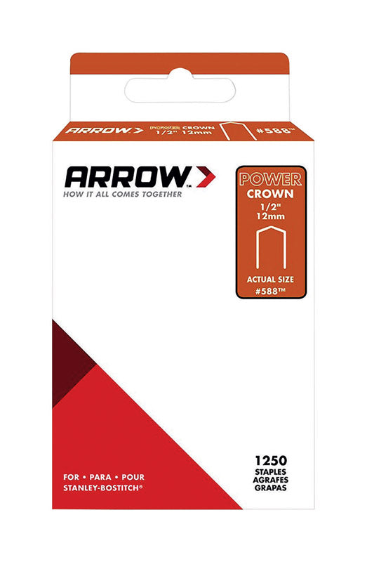 Arrow Fastener 588SP #588 Wide Crown Standard Staples. Galvanized Steel. Grey. 1/2 x 3/8