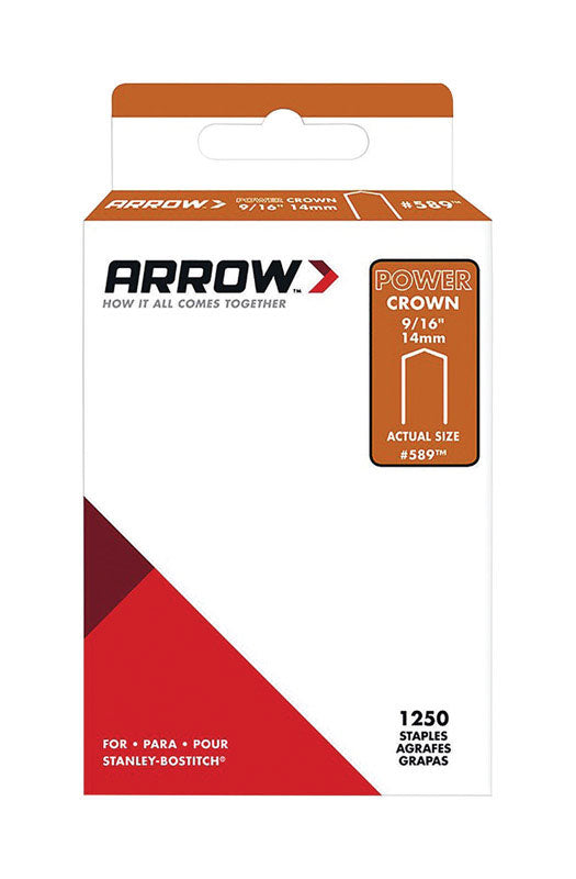Arrow Fastener 589SP #589 Wide Crown Standard Staples. Galvanized Steel. Grey. 9/16 x 3/8