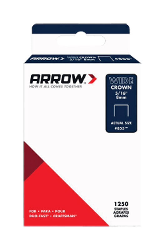 Arrow Fastener 855SP #855 Wide Crown Standard Staples. Galvanized Steel. Grey. 5/16 x 1/2