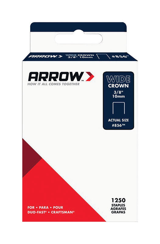 Arrow Fastener 856SP #856 Wide Crown Standard Staples. Galvanized Steel. Grey. 3/8 x 1/2