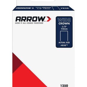 Arrow Fastener 858SP #858 Wide Crown Standard Staples. Galvanized Steel. Grey. 1/2 x 1/2