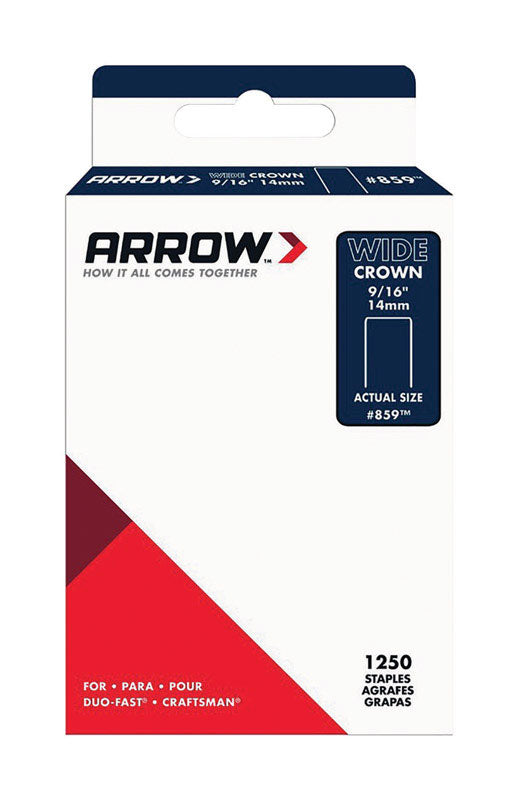 Arrow Fastener 859SP #859 Wide Crown Standard Staples. Galvanized Steel. Grey. 9/16 x 1/2