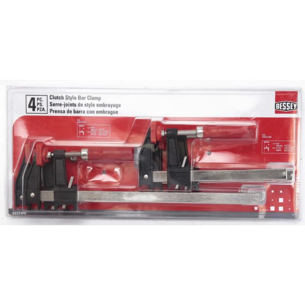 Bessey GSCC4PK Clutch Style Bar Clamp Set. 600 lb