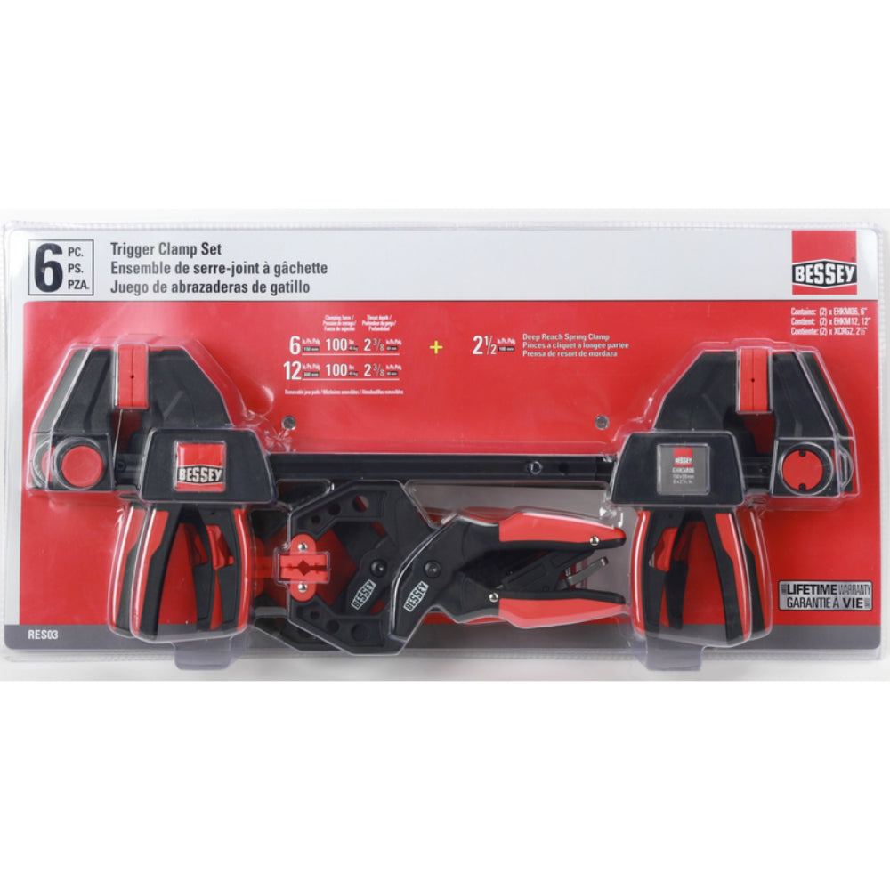Bessey RES03 Trigger and Spring Combination Clamp Set. 6 Piece