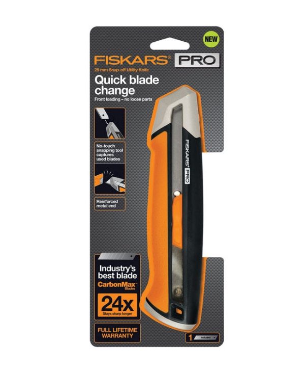 Fiskars 770220-1001 Retractable Snap-Off Utility Knife. Orange. 6 L