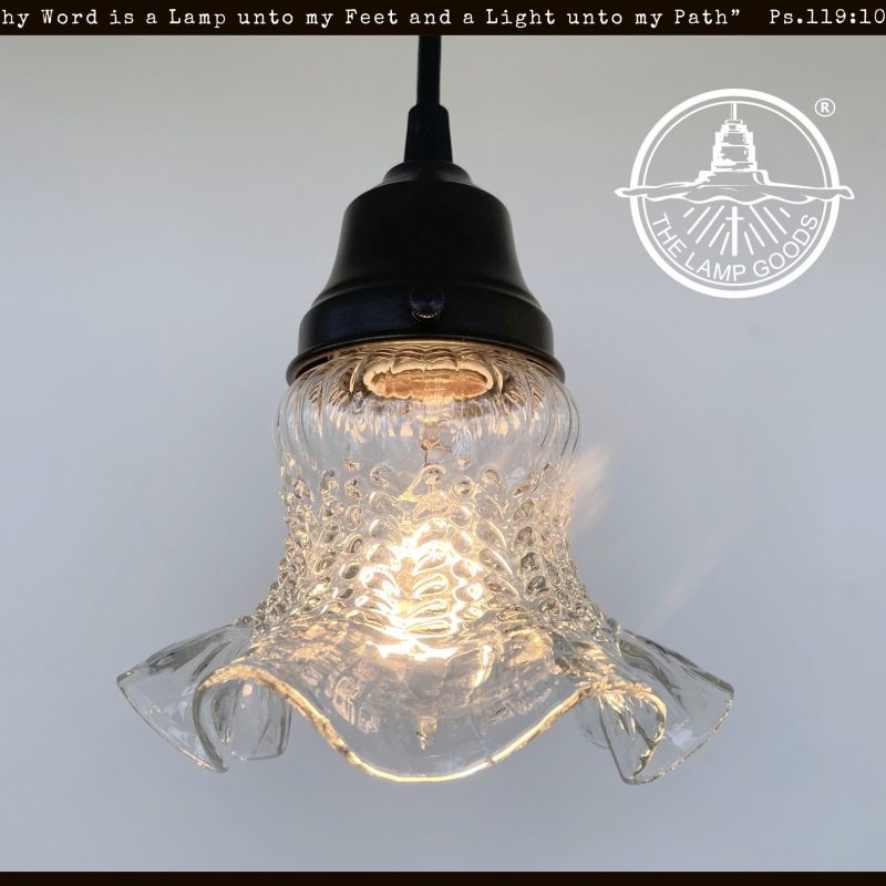 Delicate HOBNAIL RUFFLE 1930's Antique Glass Pendant