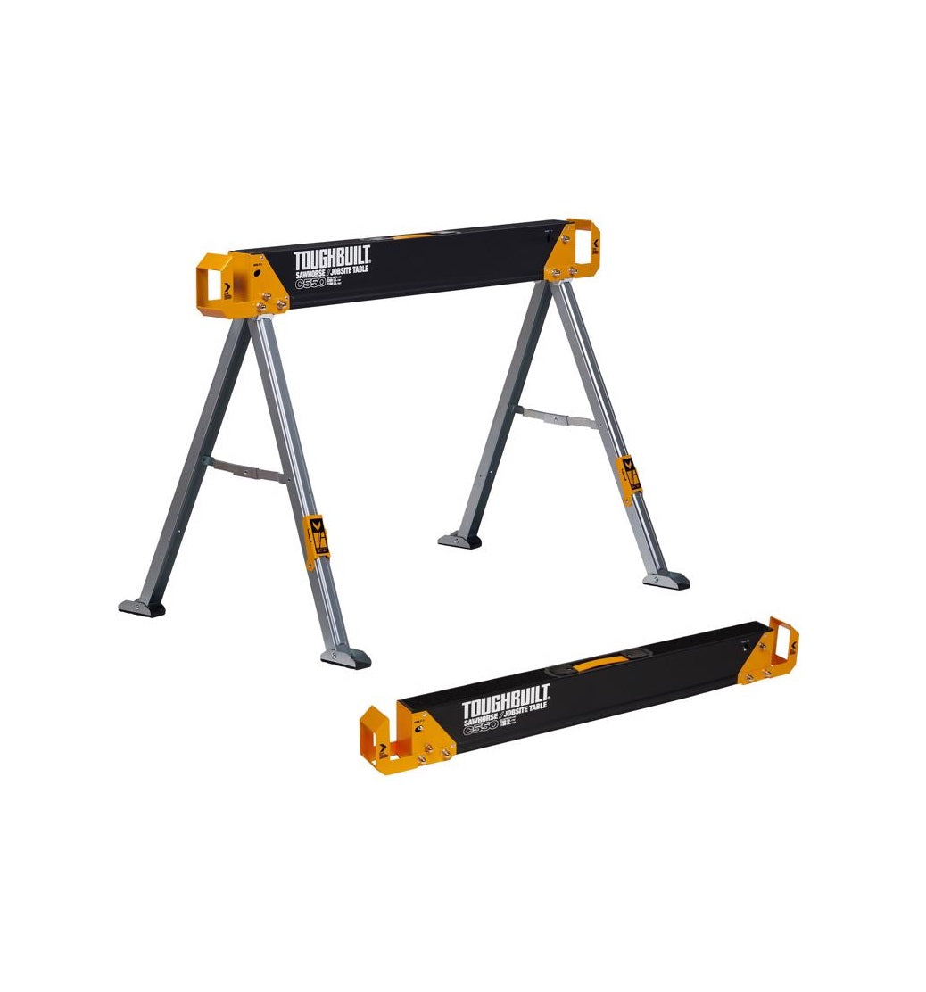 ToughBuilt TB-C550 Folding Sawhorse. Black/Silver. 1100 lb. cap
