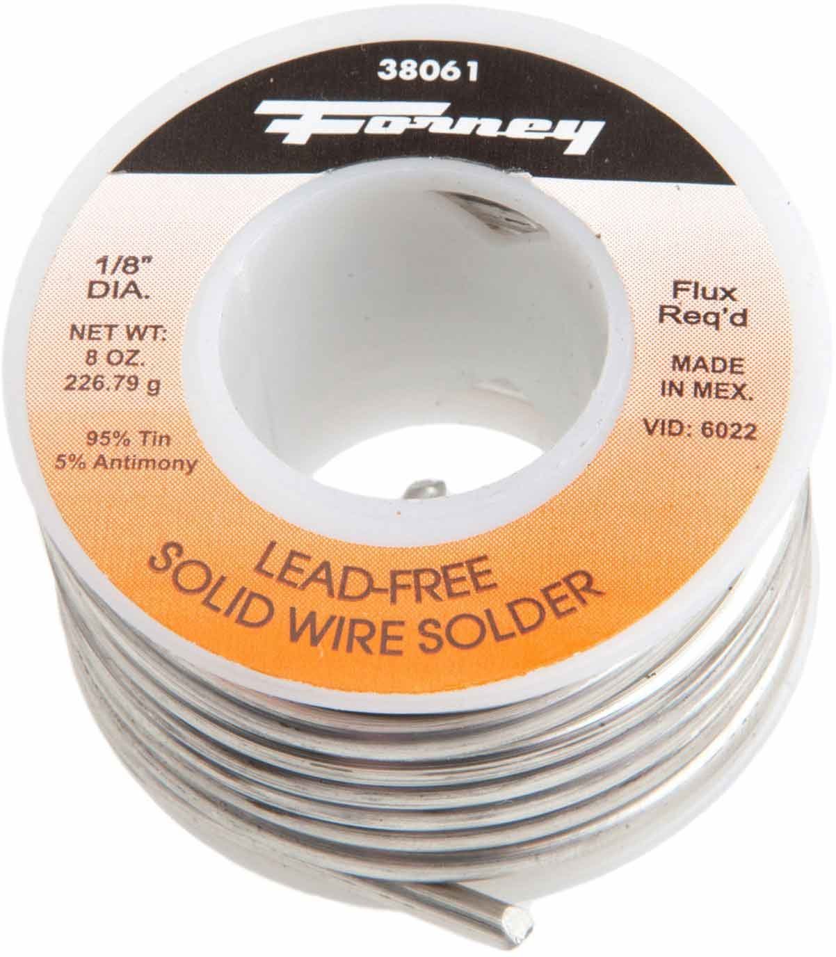 Forney 38061 Solder. 95/5 Tin-Antimony. Lead Free. 1/8. 1/2 lbs