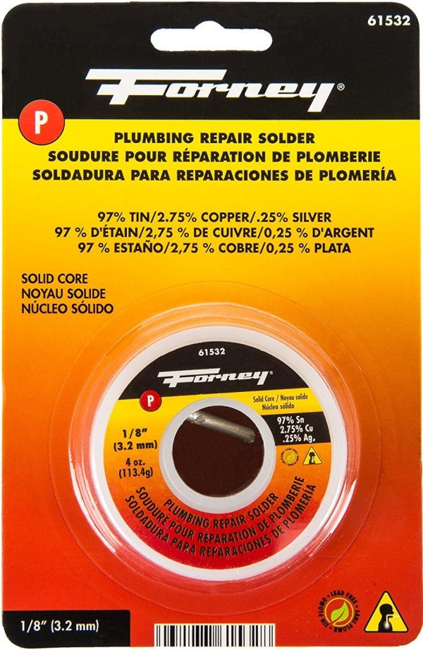 Forney 61532 Lead-Free Plumbing Repair Solid Core Solder. 4 Oz