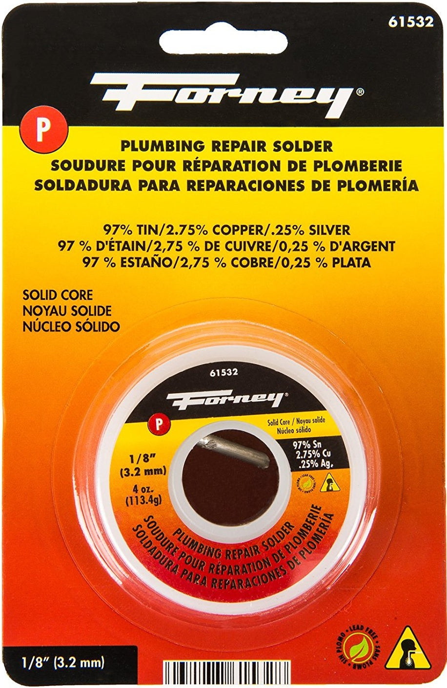 Forney 61532 Lead-Free Plumbing Repair Solid Core Solder. 4 Oz