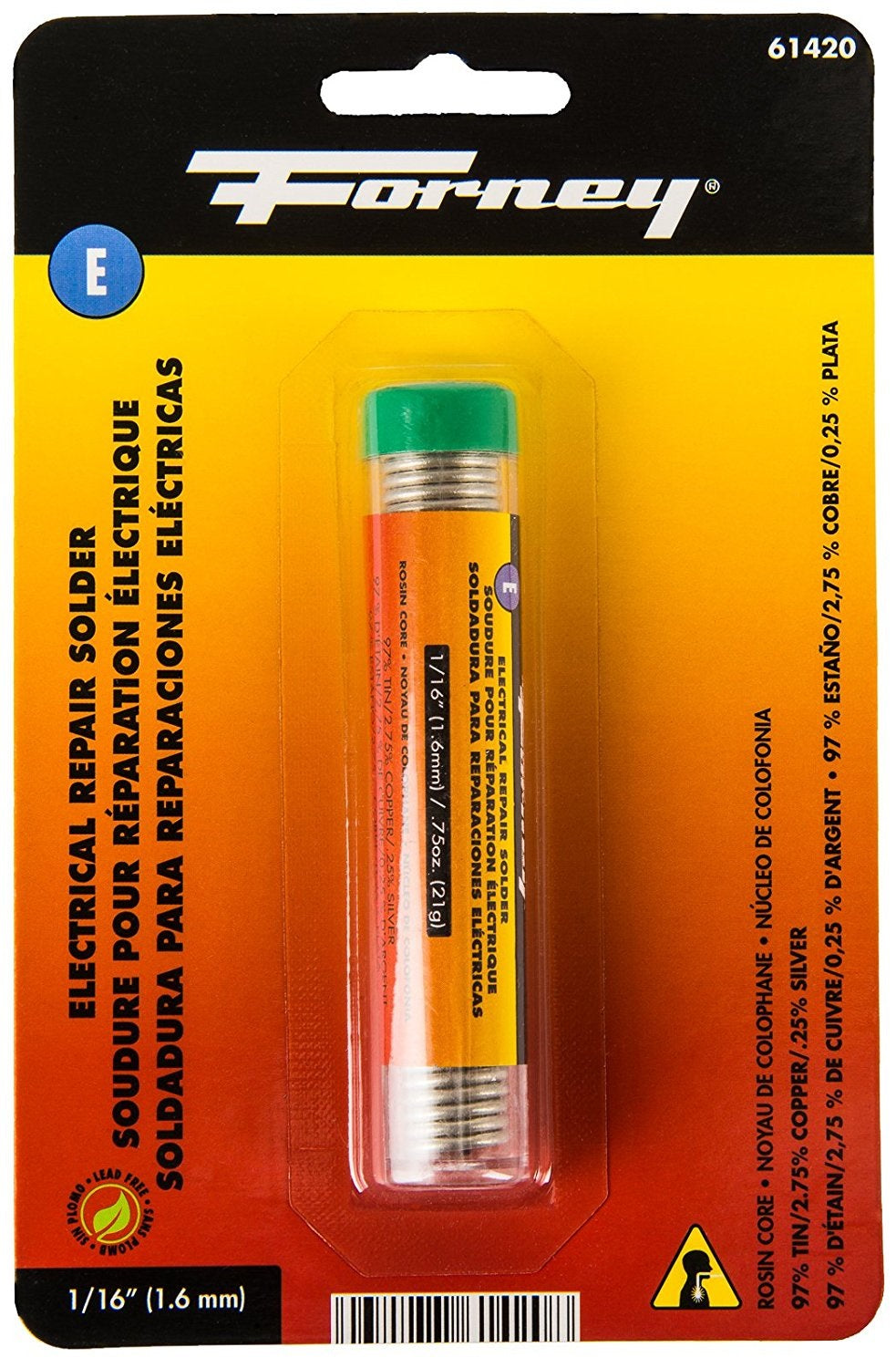 Forney 61420 Lead Free Rosin Solder. 1/16. .75 oz