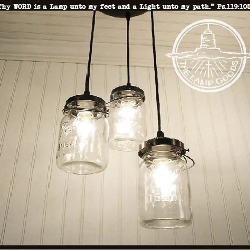 Mason Jar Chandelier Pendant Light Trio