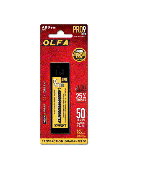 Olfa 9149 Ultra-Sharp Snap Off Knife Blade 9 mm. Black. 50 Blade